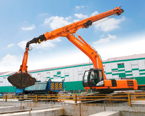 ثلاثة أقسام تلسكوبية ذراع مضخة الخرسانة حفارة طويلة تصل إلى CAT Hitachi Kobelco