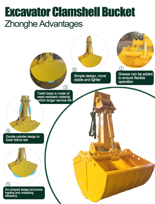 Kobelco Double Cylinder Excavator Clamshell Bucket لـ Sk200